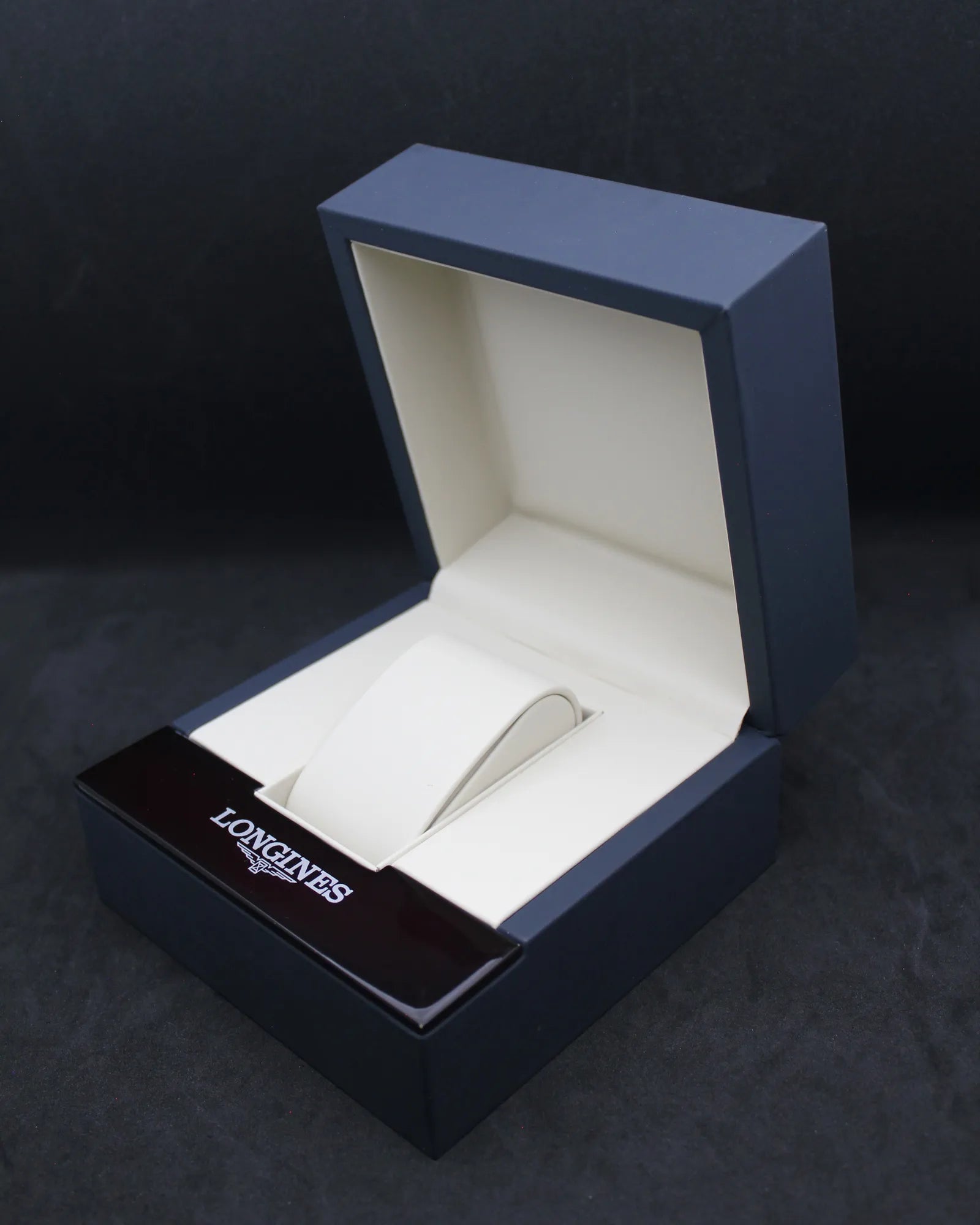 Modern Longines Deep Blue Cube Watch Box Set with Cream Outer Display Case (ca. 2010s–2020s)
