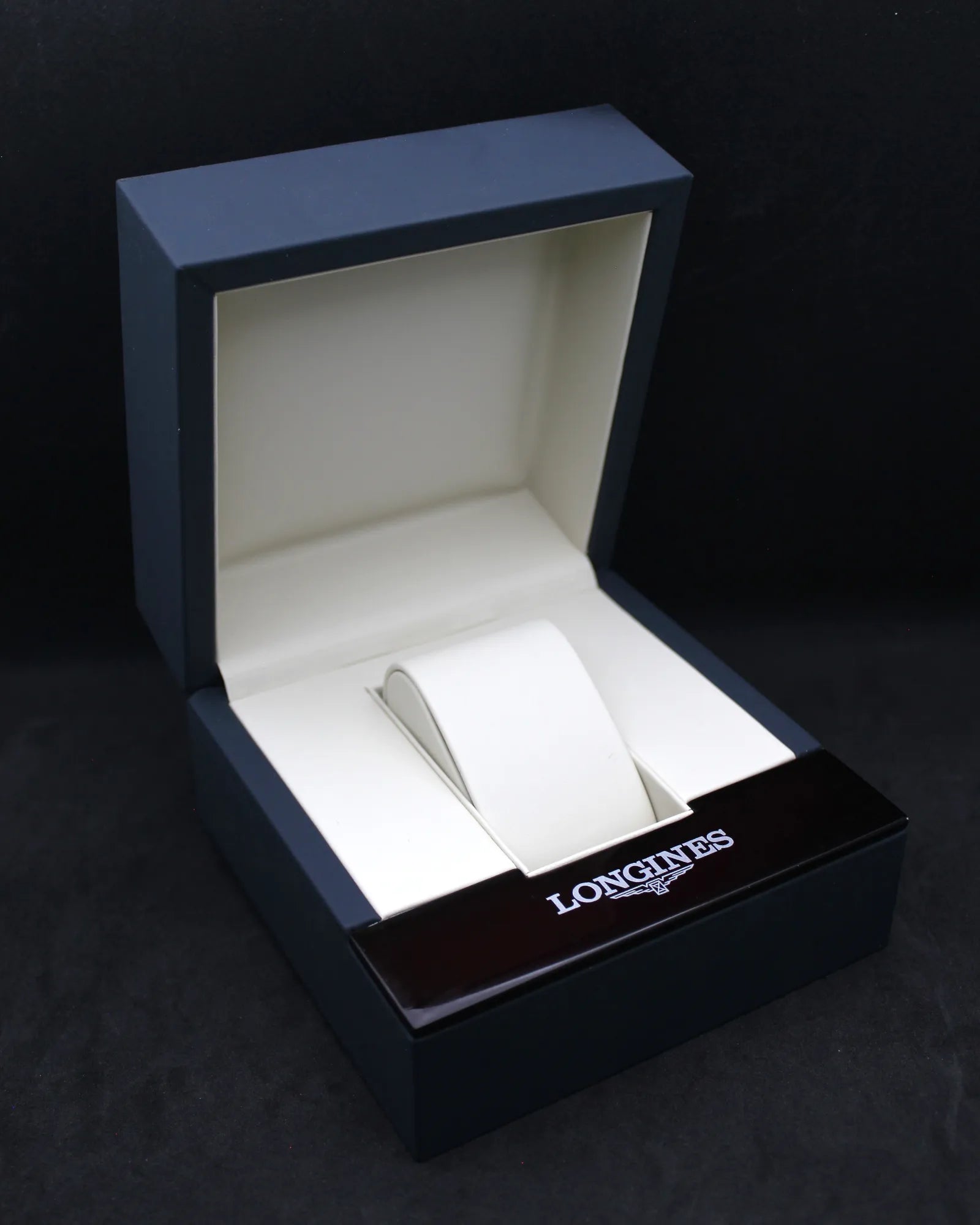 Modern Longines Deep Blue Cube Watch Box Set with Cream Outer Display Case (ca. 2010s–2020s)